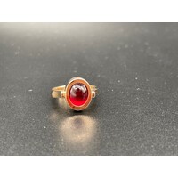Elegant Ladies Red Gemstone Ring 9ct Solid Yellow Gold Fine Jewellery
