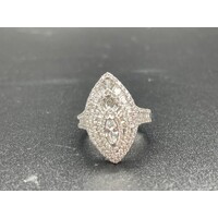 Ladies 18ct White Gold Diamond Cluster Ring Fine Jewellery 9.2 Grams Size UK R