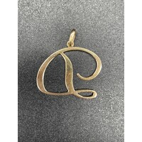 Ladies 9ct Yellow Gold Letter D Pendant (Pre-Owned)