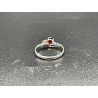 Ladies Solid 9ct White Gold Red Gemstone Ring High-Quality Fine Jewellery