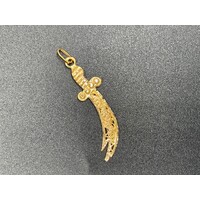 Ladies Solid 21ct Yellow Gold Sword Pendant Fine Jewellery 4.7 Grams