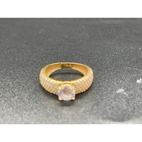 Ladies 18ct Yellow Gold CZ Ring (Pre-Owned)