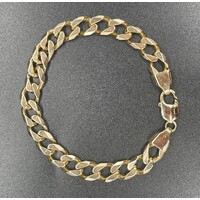 Mens 9ct Solid Yellow Gold Curb Link Bracelet Luxury Fine Jewellery