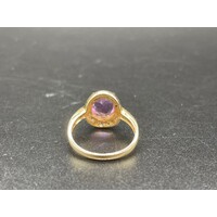 Ladies 9ct Solid Yellow Gold Purple Gemstone Dress Ring Fine Jewellery