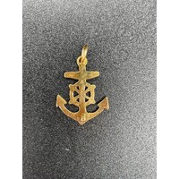 Unisex 21ct Yellow Gold Anchor Pendant (Pre-Owned)