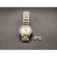 Guess Waterpro Pave Silver Gold Two Tone Womens Stainless Steel Analog Watch 