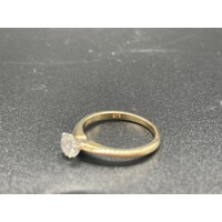 Ladies 9ct Yellow Gold Diamond Brillant Cut Engagement Ring (Pre-Owned)