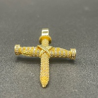 Unisex 18ct Yellow Gold Cubic Zirconia Cross Pendant