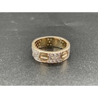 Unisex 9ct Yellow Gold Diamond Band Ring (Pre-Owned)