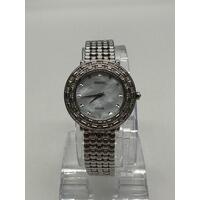 Seiko Tressia Solar Stainless Steel Bracelet Dress Watch Mother of Pearl Dial