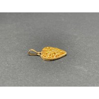 Ladies 21ct Yellow Gold Leaf Heart Pendant (Pre-Owned)