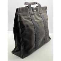 Hermes Canvas Herline MM Tote Bag Shoulder Bag Black Grey Classic Design