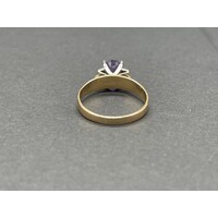 Ladies 18ct Yellow Gold Purple Gemstone Ring (Pre-Owned)