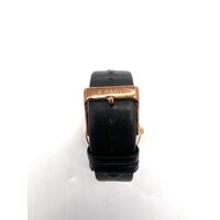 Christian Paul Rose Gold Stainless Steel Marble Finish Black Leather Band Watch
