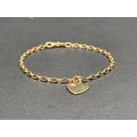 Ladies 9ct Yellow Gold Belcher Link Heart Charm Bracelet (Pre-Owned)