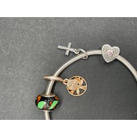 Ladies 925 Sterling Silver Snake Link Charm Bracelet (Pre-Owned)