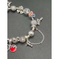 Ladies Pandora 925 Disney Sterling Silver Charm Bracelet (Pre-Owned)
