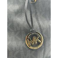 Michael Kors Ladies Handbag Black E-1206 Gold Plated Medallion with Dust Bag