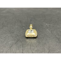 Ladies 14ct Yellow Gold Cubic Zirconia Rectangle Pendant