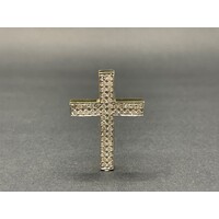 Unisex 18ct Yellow Gold Diamond Cluster Cross Pendant