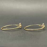 Ladies 18ct Yellow Gold Round Hoop Flower Earrings