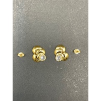 Ladies 18ct Yellow Gold Cubic Zirconia Stud Earrings