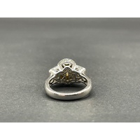 Ladies 14ct White Gold White & Yellow Diamond Ring
