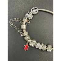 Ladies 925 Sterling Silver Pandora Snake Link Charm Bracelet