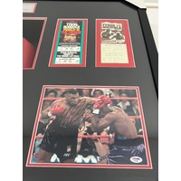 Mike Tyson Signed Gloves and Prints with 2x Fight Tickets in Frame with COA