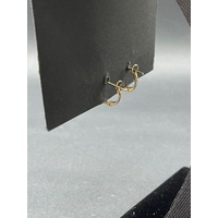 Ladies 9ct Yellow Gold Diamond Hinged Earrings