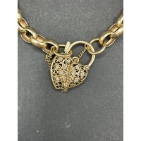 Ladies 9ct Yellow Gold Oval Belcher Link Bracelet