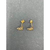 Ladies 21ct Yellow Gold Filigree Stud Earrings