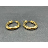 Ladies 18ct Yellow Gold Oval Hoop Earrings