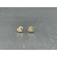 Ladies 9ct Yellow Gold Heart Shape Stud Earrings