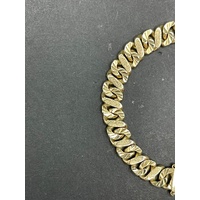 Mens 9ct Yellow Gold Diamond Cut Curb Link Bracelet