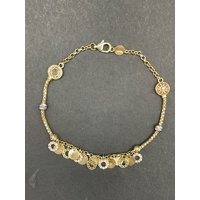 Ladies 18ct Yellow Gold Box Link Charm Bracelet