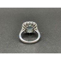 Ladies 925 Sterling Silver Aqua Gemstone Ring