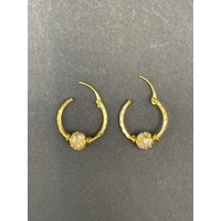 Ladies 21ct Yellow Gold Cubic Zirconia Hoop Earrings