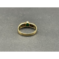 Ladies 18ct Yellow Gold Green Gemstones and CZ Stone Ring
