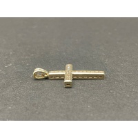 Unisex 9ct Yellow Gold Diamond Cross Pendant