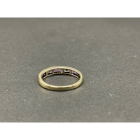 Ladies 9ct Yellow Gold Pink Gemstones and Diamonds Ring