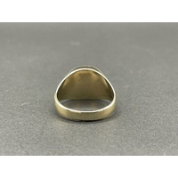 Men's 9ct Yellow Gold Horse Head and Shoe Black Gemstone Ring