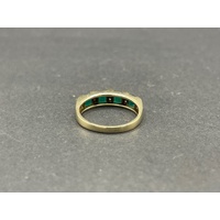 Ladies 9ct Yellow Gold Green Gemstone and Diamond Ring
