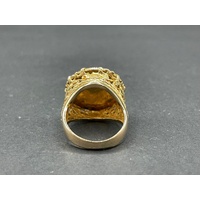 Mens 18ct Yellow Gold Round Sovereign Coin Ring