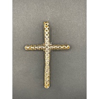 Unisex 14ct Yellow Gold CZ Cross Pendant