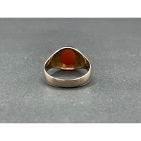 Mens 9ct Yellow Gold Amber Gemstone Ring