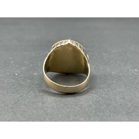 Mens 14ct Yellow Gold Round Sovereign Coin Ring