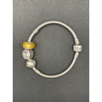 Ladies 925 Sterling Silver Pandora Snake Link Charm Bracelet