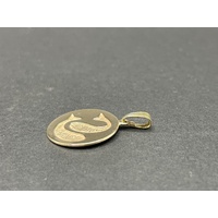 Unisex 9ct Yellow Gold Round Pisces Pendant