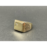 Mens 9ct Yellow Gold Diamond Ring